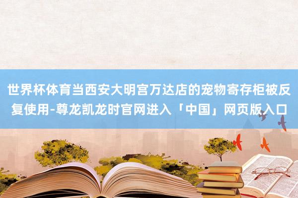 世界杯体育当西安大明宫万达店的宠物寄存柜被反复使用-尊龙凯龙时官网进入「中国」网页版入口